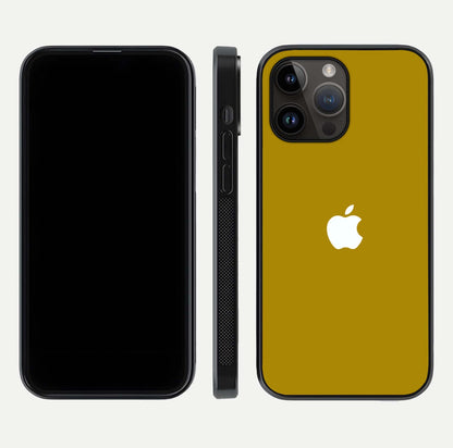 Golden Luxe Aura Glass Case for iPhone 14 Pro Max front and back view layout highlighting premium tone and curved glass