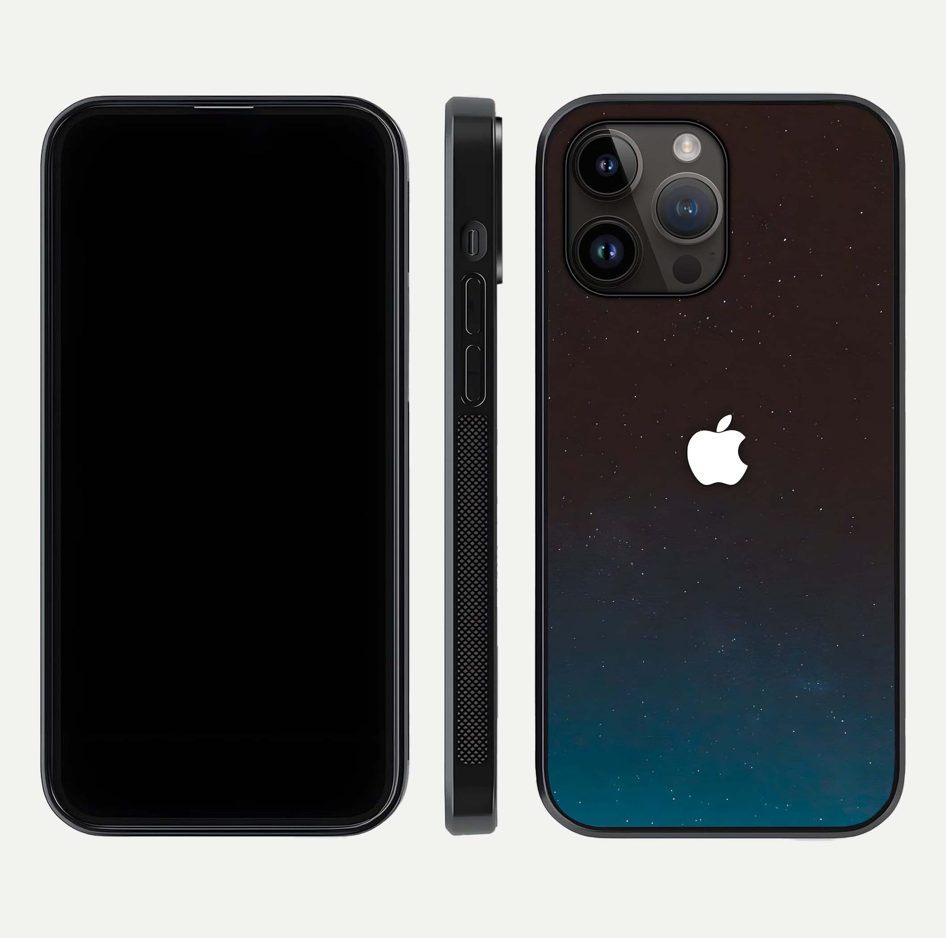 Green Emerald Apple Logo Glass Case for iPhone 14 Pro Max front and back view layout highlighting vibrant tones and curved glass