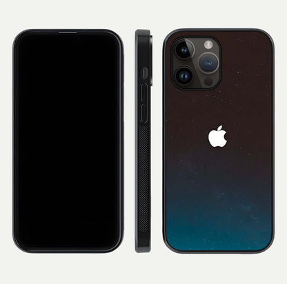 Green Emerald Apple Logo Glass Case for iPhone 14 Pro Max front and back view layout highlighting vibrant tones and curved glass