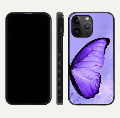 Violet Dream Wing Glass Case for iPhone 16 Pro front & back layout showing violet tones and smooth edges