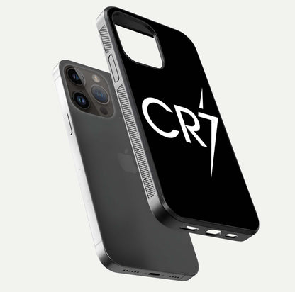 CR7 Elite Strike Glass Case for iPhone 14 Pro Max floating mockup displaying HD gloss and sporty texture
