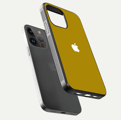 Golden Luxe Aura Glass Case for iPhone 14 Pro Max floating dual-view mockup showing glossy texture and elegant gold gradient