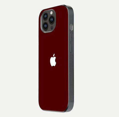 Apple Crimson Core Glass Case for iPhone 16 Pro side-angle shot showing camera bump alignment and glossy shine