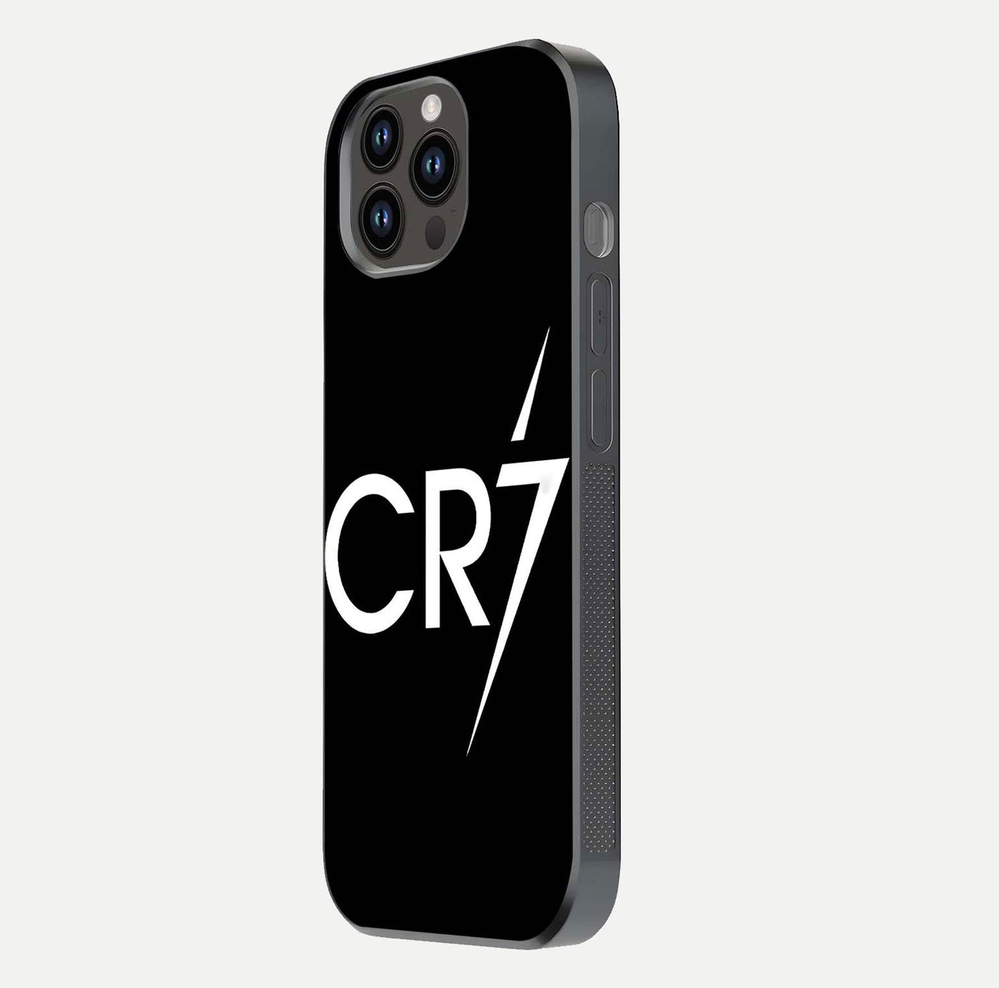 CR7 Elite Strike Glass Case for iPhone 14 Pro Max side-angle image showing polished edges and vibrant design