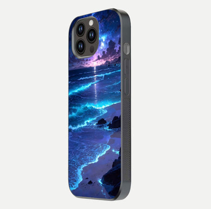 Classic Damn Look Glass Case for iPhone 14 Pro Max side-angle photo showing shine texture and curve reflection