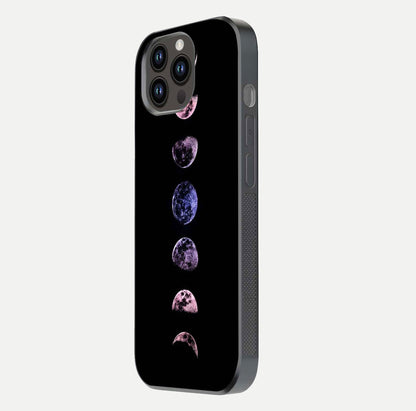 Crimson All Planets Glass Case for iPhone 14 Pro Max side-angle photo capturing edge glow and glass reflection