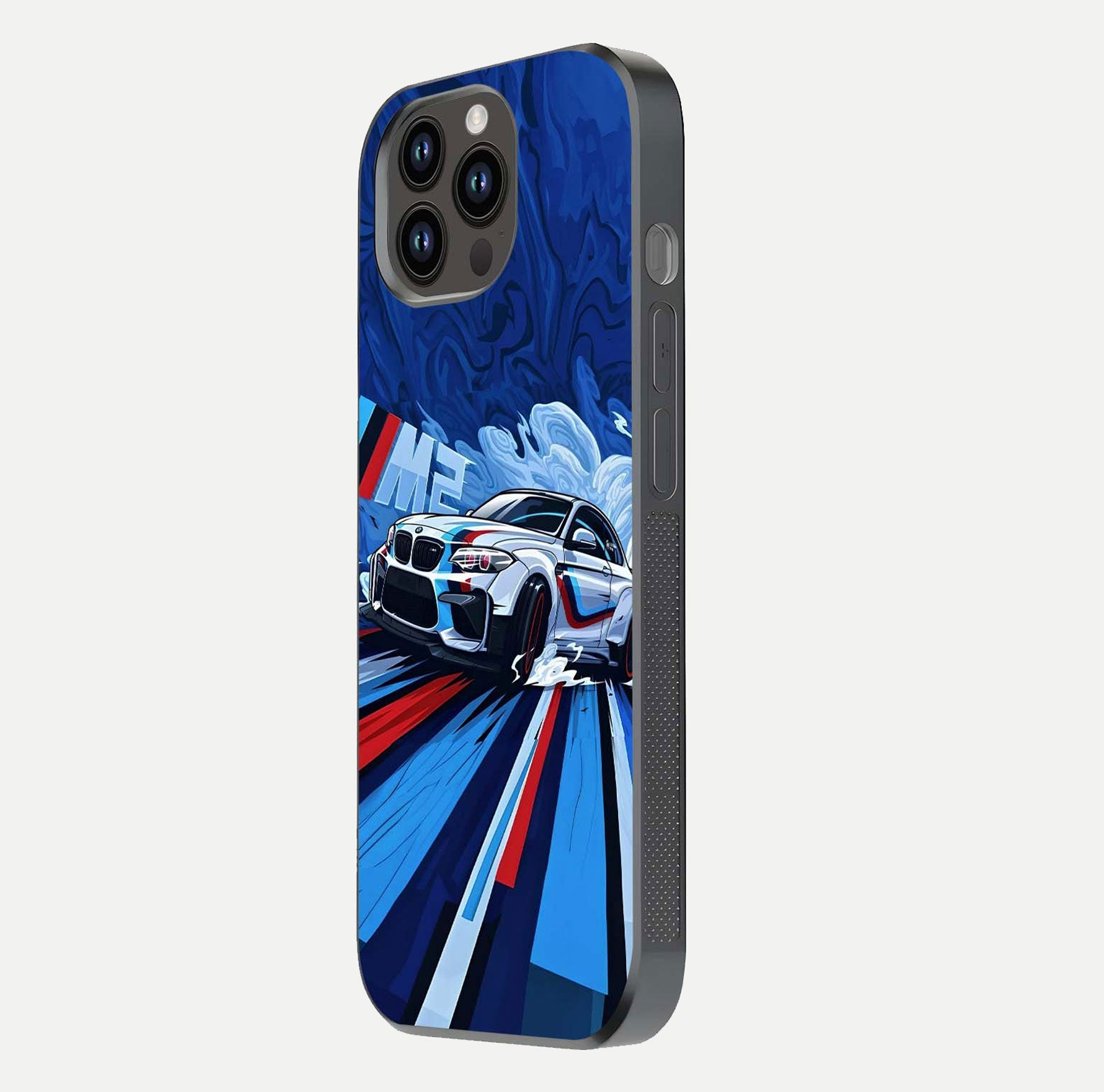 Drift Power Rush Glass Case for iPhone 14 Pro Max side-angle image capturing reflection glow and smooth curve