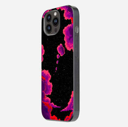 Galaxy Dream Frame Glass Case for iPhone 14 Pro Max side-angle image showing reflection light and premium finish