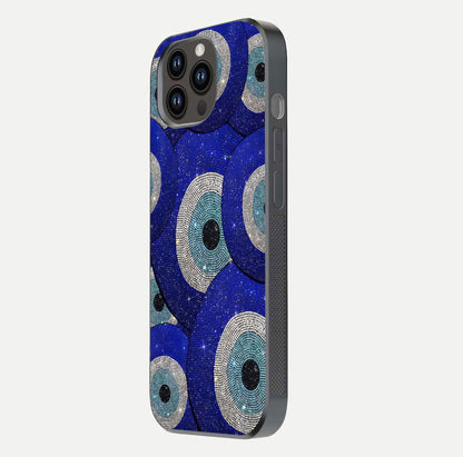 Galaxy Eye Flow Glass Case for iPhone 14 Pro Max side-angle image showing reflection detail and premium shine