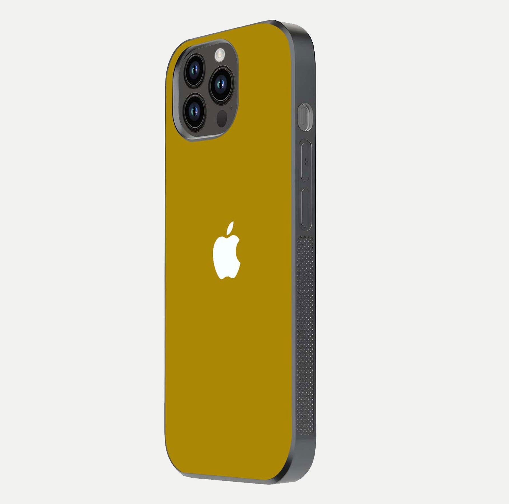 Golden Luxe Aura Glass Case for iPhone 14 Pro Max side-angle image showing reflection clarity and aura glow