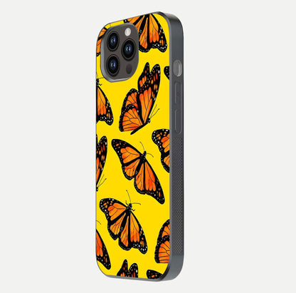 Golden Wing Flight Glass Case for iPhone 14 Pro Max side-angle image showing polished surface and golden gradient
