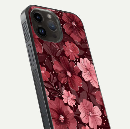 Flower Blush Bloom Glass Case for iPhone 14 Pro Max close-up highlighting pastel tones and reflection clarity