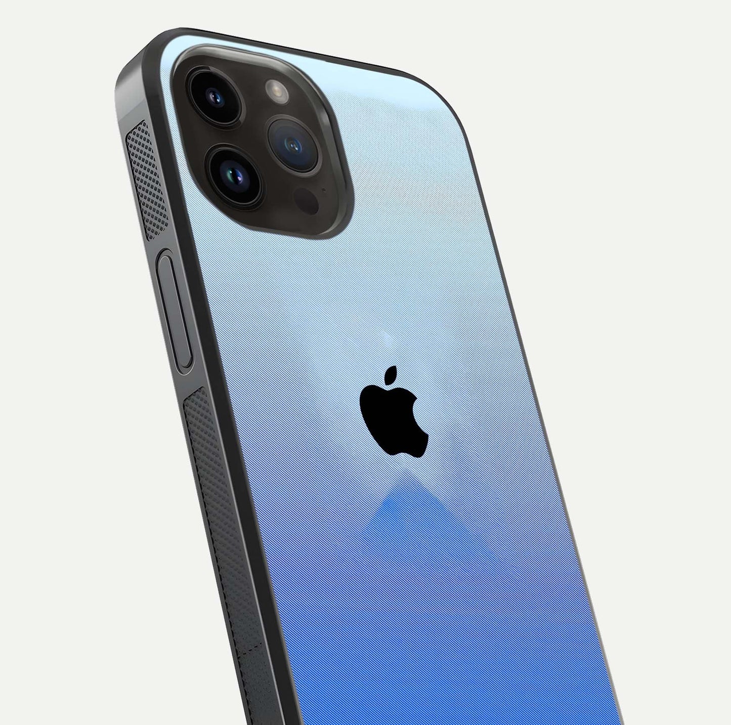 Gradient Apple Vibe Glass Case for iPhone 14 Pro Max close-up angled shot showing color transition and reflection brightness