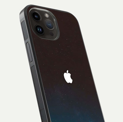 Green Emerald Apple Logo Glass Case for iPhone 14 Pro Max close-up angled shot showing color depth and reflection clarity
