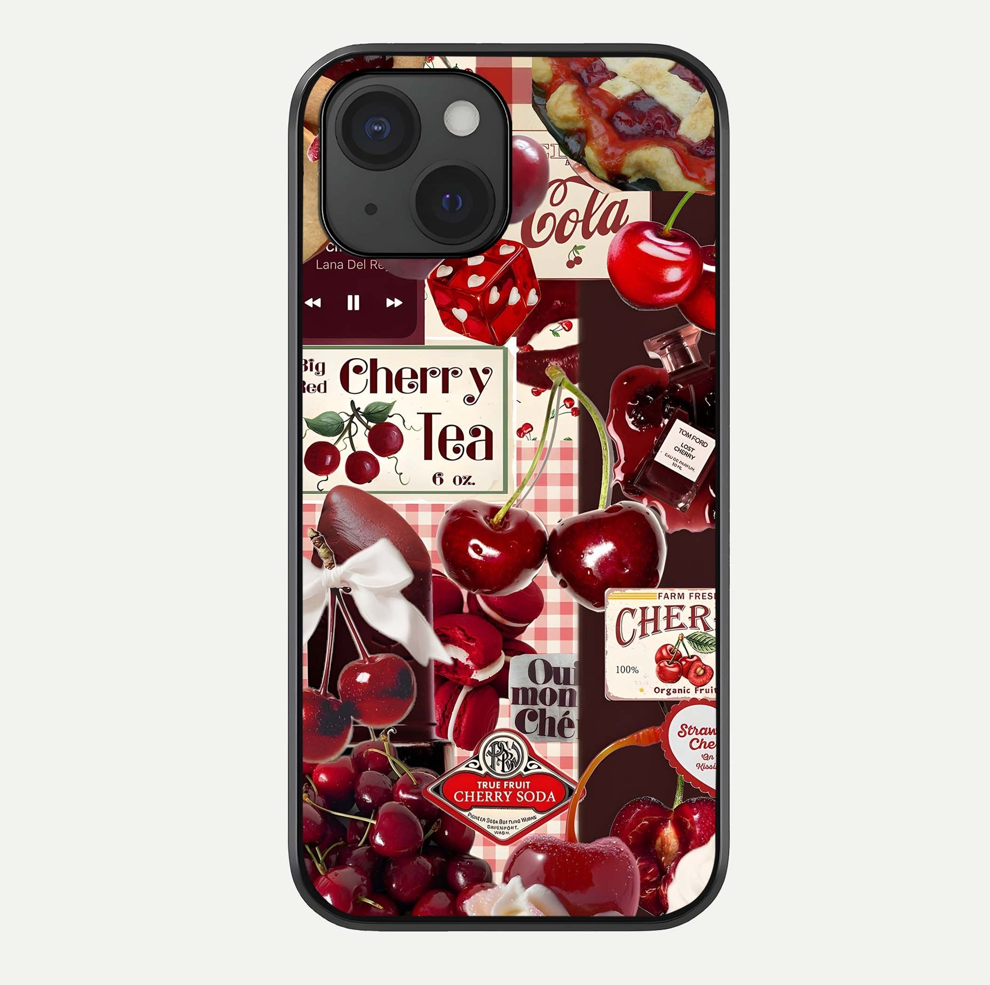 Aesthetic Cherry Tea Glass Case For iPhone 15 by Custom World