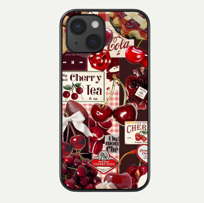 Aesthetic Cherry Tea Glass Case For iPhone 15 by Custom World