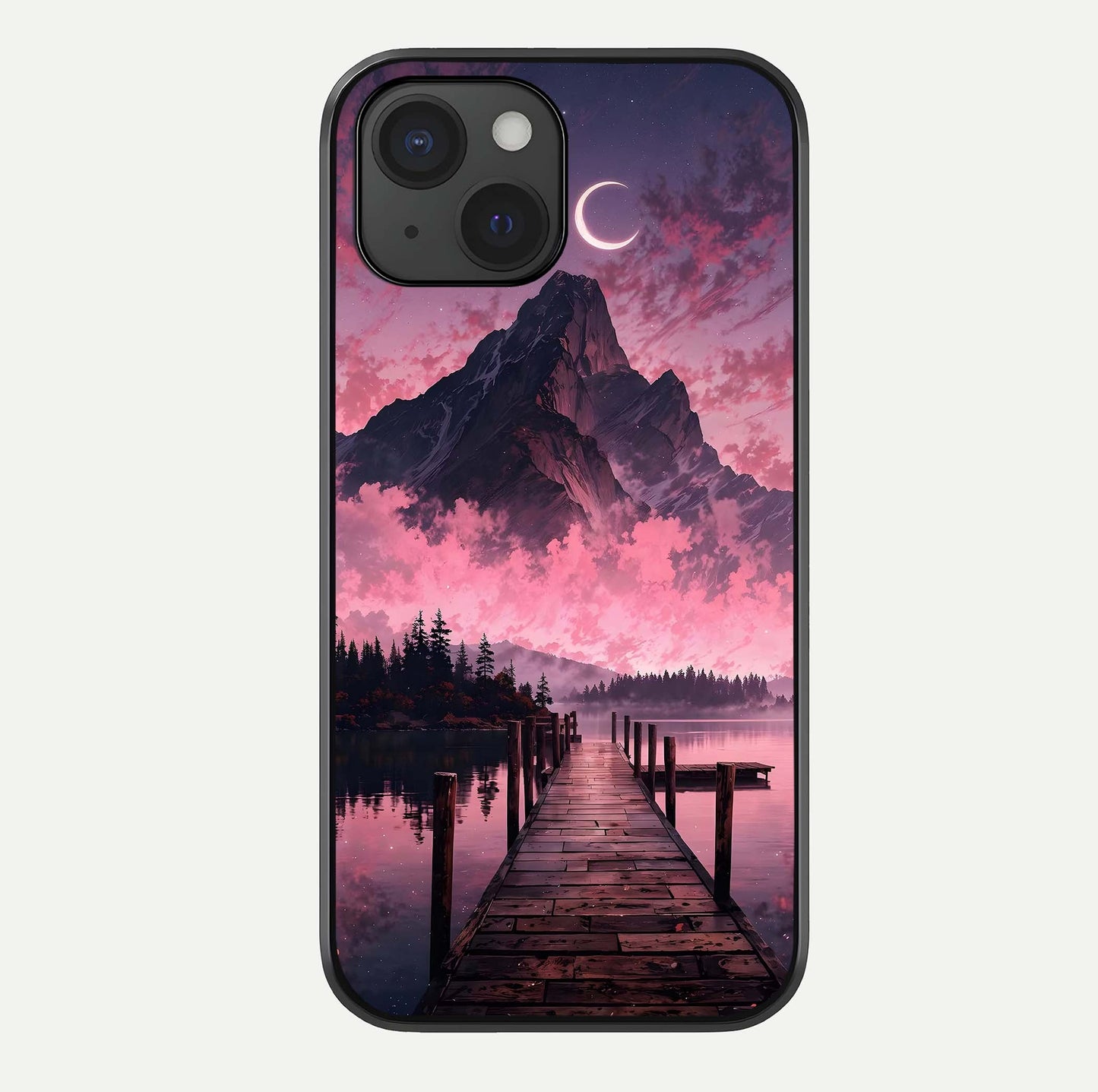 Beautiful Mountain View Glass Case For iPhone 15 by Custom World