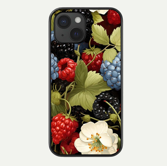 Berry Bloom Charm Glass Case For iPhone 15 by Custom World