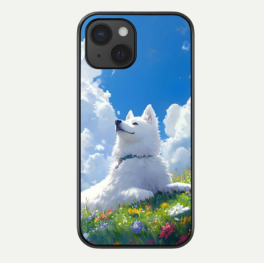 Blissful Cloud Pup Glass Case For iPhone 15 by Custom World