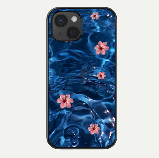 Blooming Water Drift Glass Case For iPhone 15 by Custom World