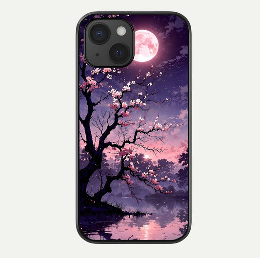 Blossom Pink Moon Glass Case For iPhone 15 by Custom World