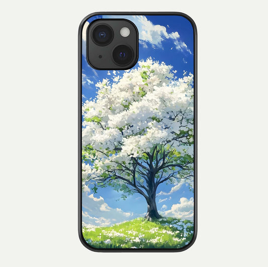 Blossom Sky Serenity Glass Case For iPhone 15 by Custom World