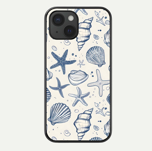 Blue Ocean Outline Glass Case For iPhone 15 by Custom World