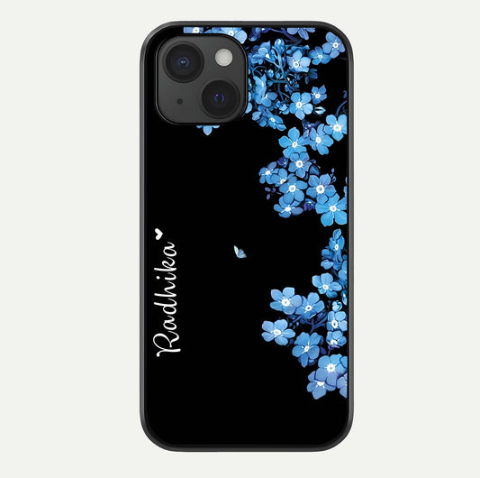 Blue Petal Dream Custom Name Glass Case For iPhone 15 by Custom World