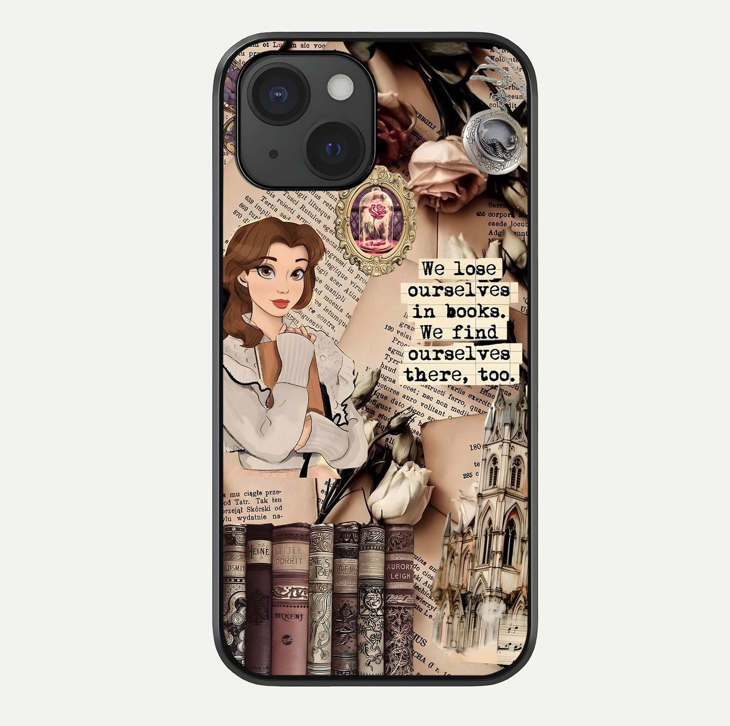 Bookish Dream World Glass Case For iPhone 15 by Custom World