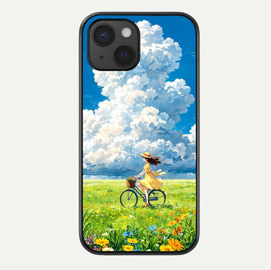 Breezy Meadow Ride Glass Case For iPhone 15 by Custom World