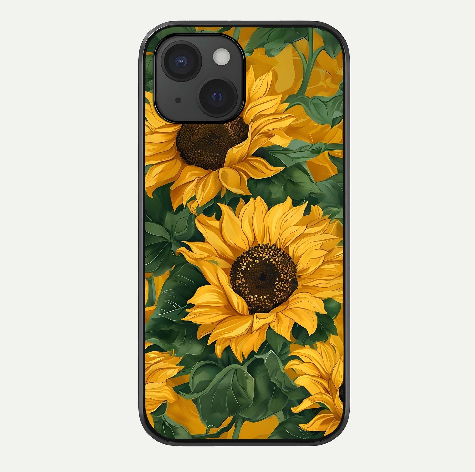 Bright Sunflower Bloom Glass Case For iPhone 15 by Custom World
