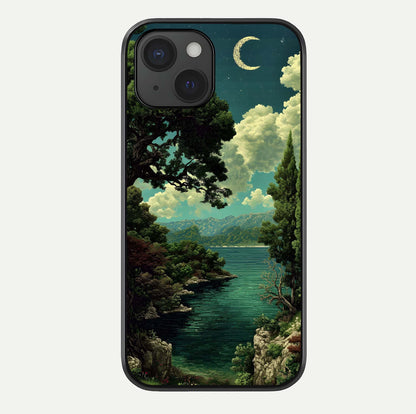 Celestial Lake Peace Glass Case For iPhone 15 by Custom World