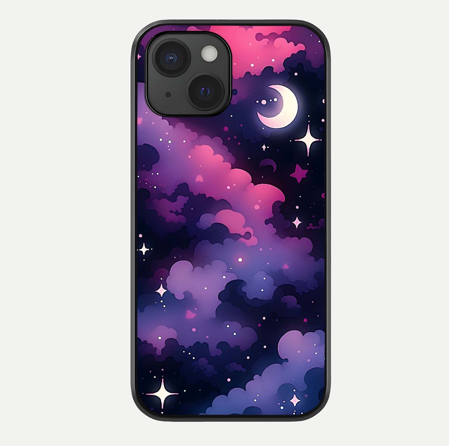 Celestial Moon Magic Glass Case For iPhone 15 by Custom World