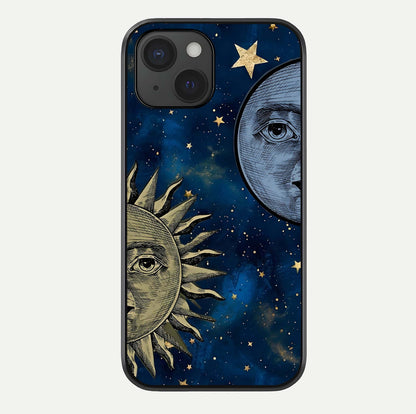 Celestial Moon With Sun Glass Case For iPhone 15 by Custom World