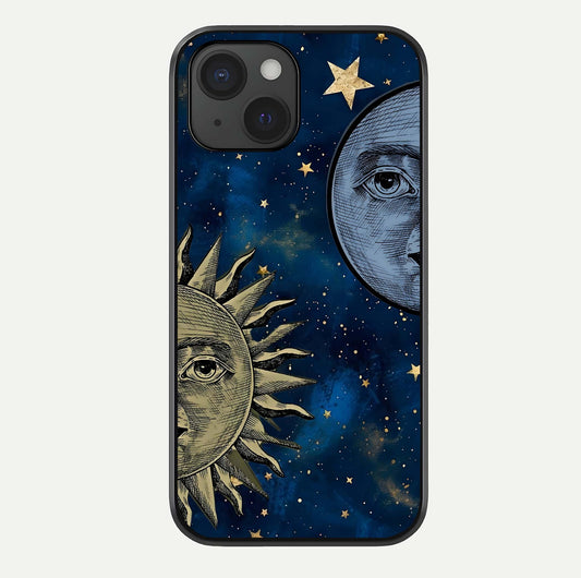 Celestial Moon With Sun Glass Case For iPhone 15 by Custom World