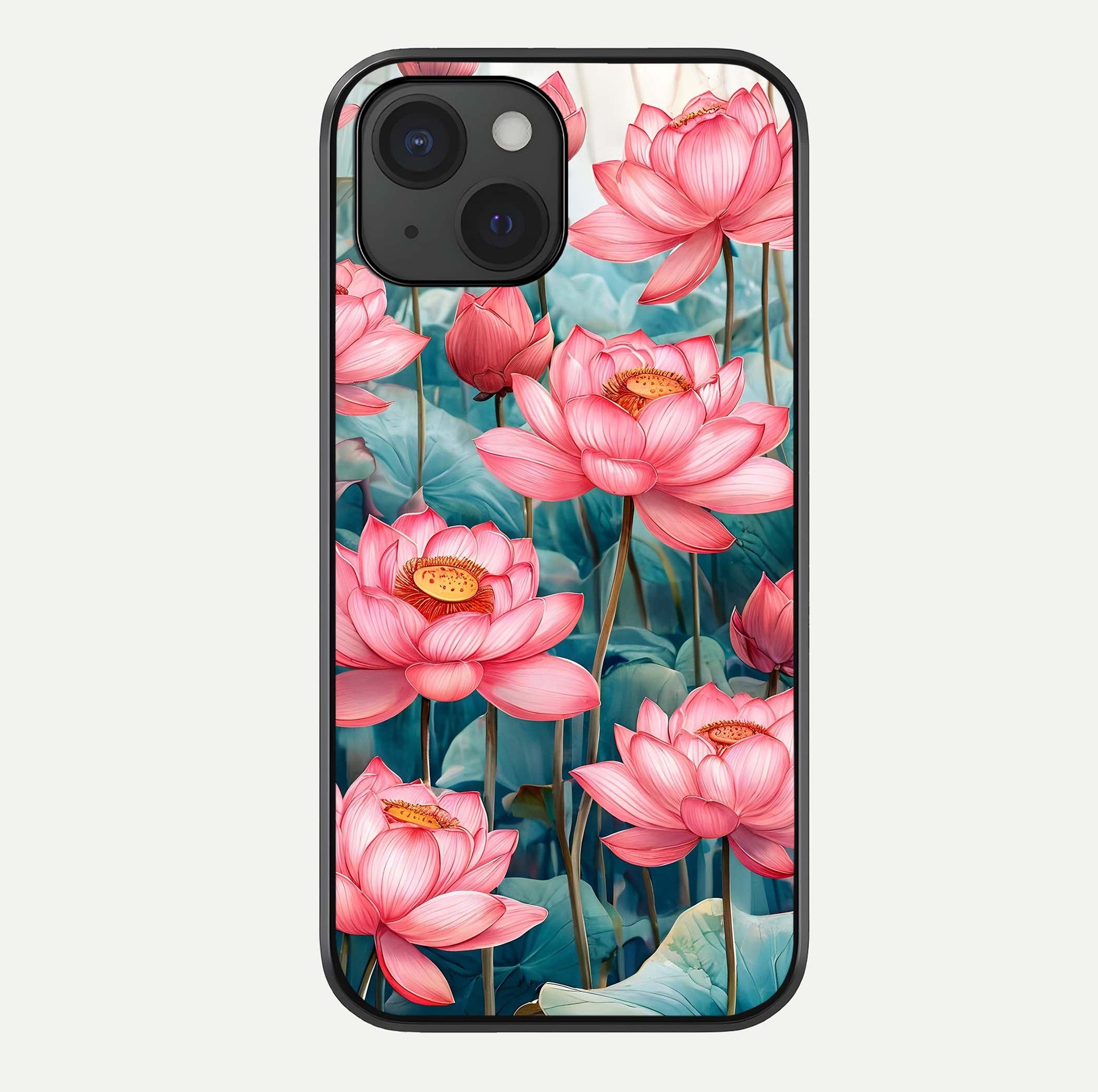 Celestial Pink Lotus Glass Case For iPhone 15 by Custom World