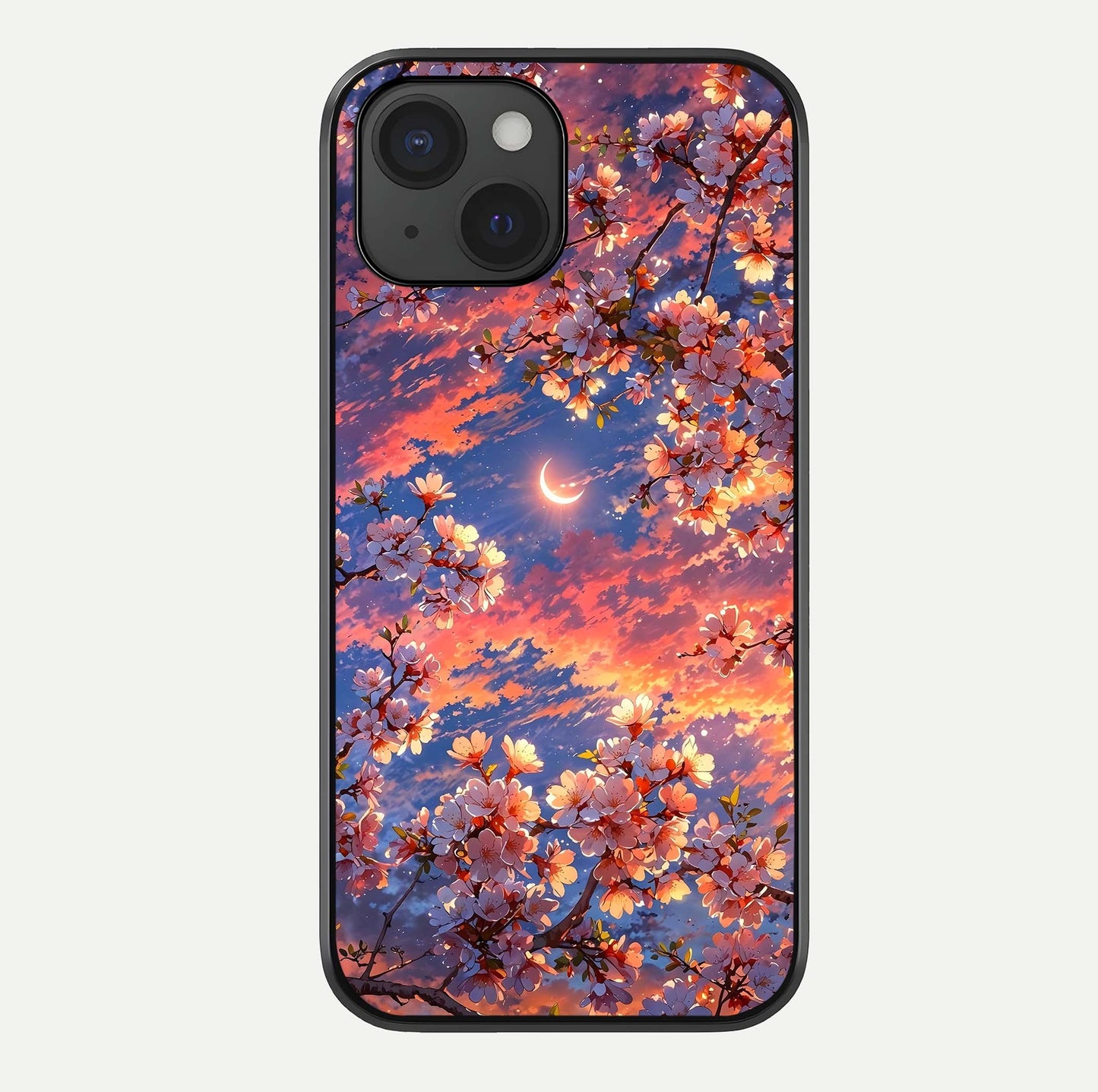 Celestial Sakura Sunset Glass Case For iPhone 15 by Custom World