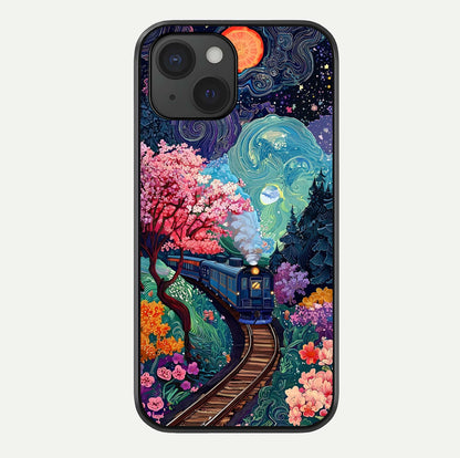 Celestial Train Journey Glass Case For iPhone 15 by Custom World