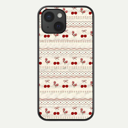 Cherry Bloom Charm Glass Case For iPhone 15 by Custom World