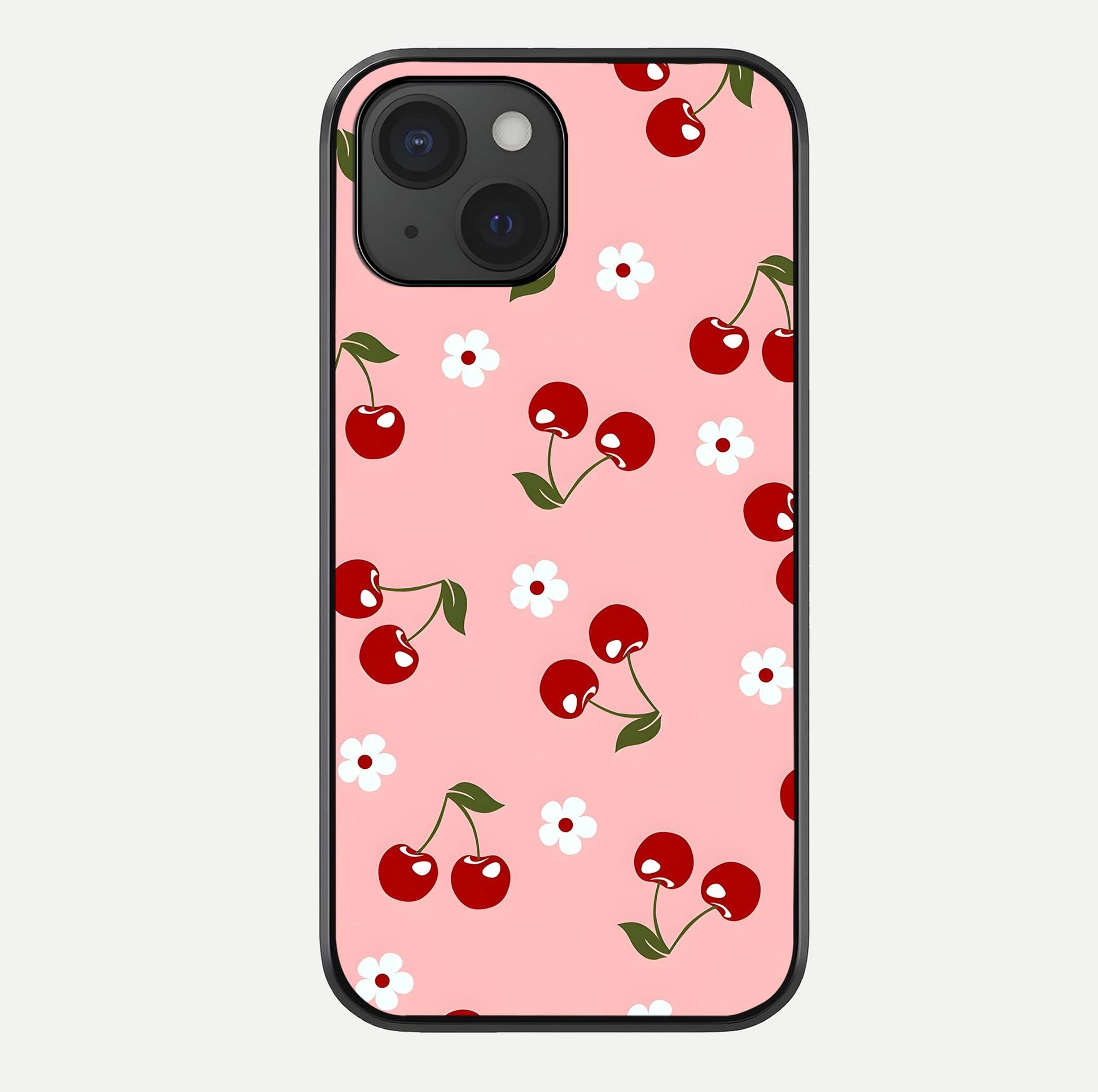 Cherry Love Mood Glass Case For iPhone 15 by Custom World