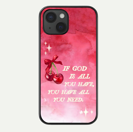 Cherry Quote Glass Case For iPhone 15 by Custom World