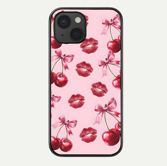 Cherry With Lips Glass Case For iPhone 15 by Custom World
