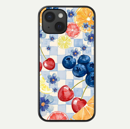 Citrus Bloom Joy Glass Case For iPhone 15 by Custom World
