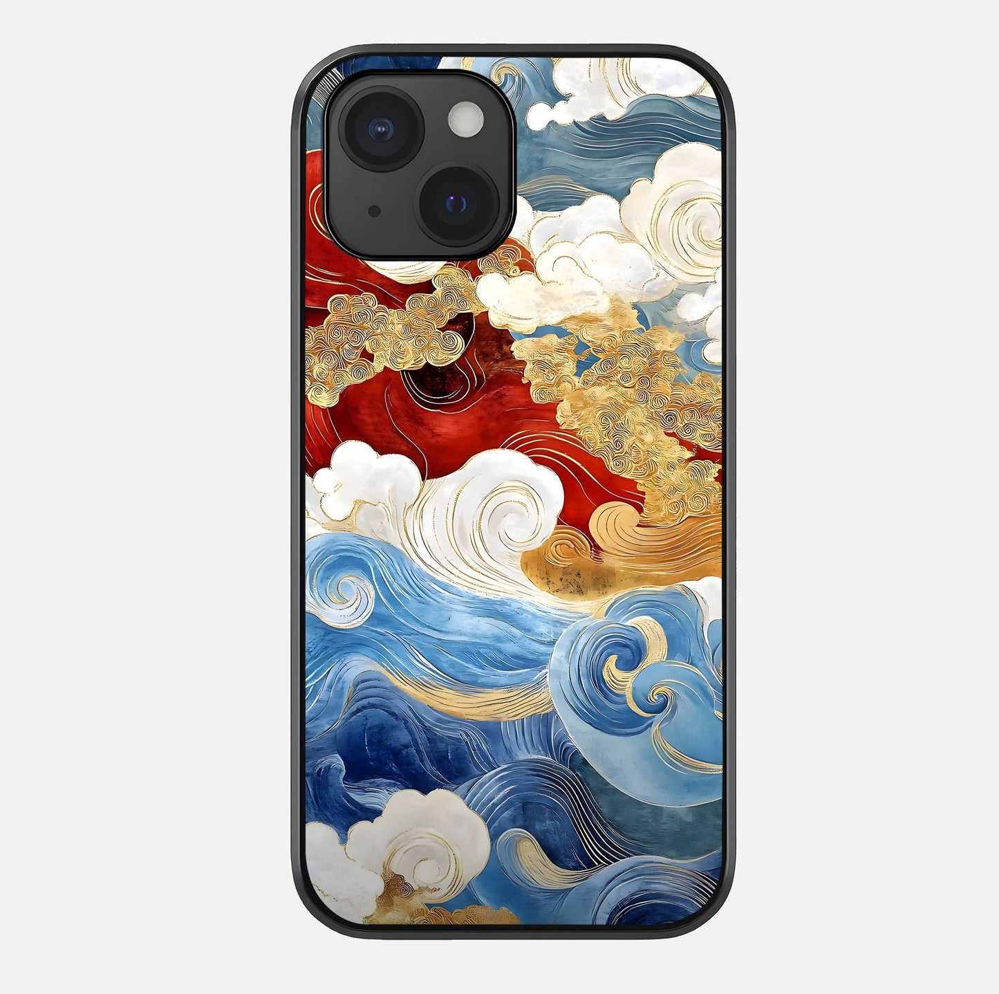 Colored Waves Glass Case For iPhone 15 by Custom World