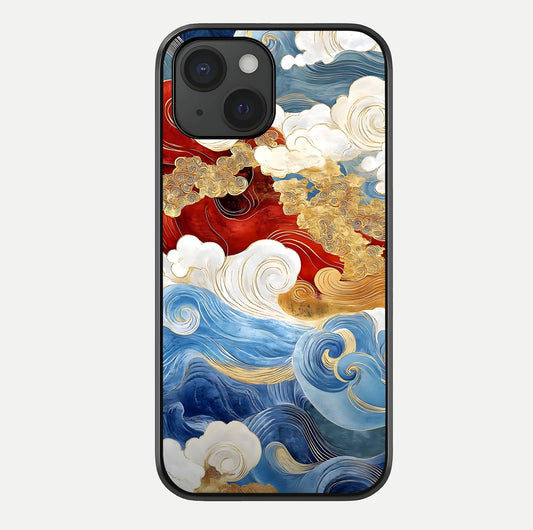 Colored Waves Glass Case For iPhone 15 by Custom World