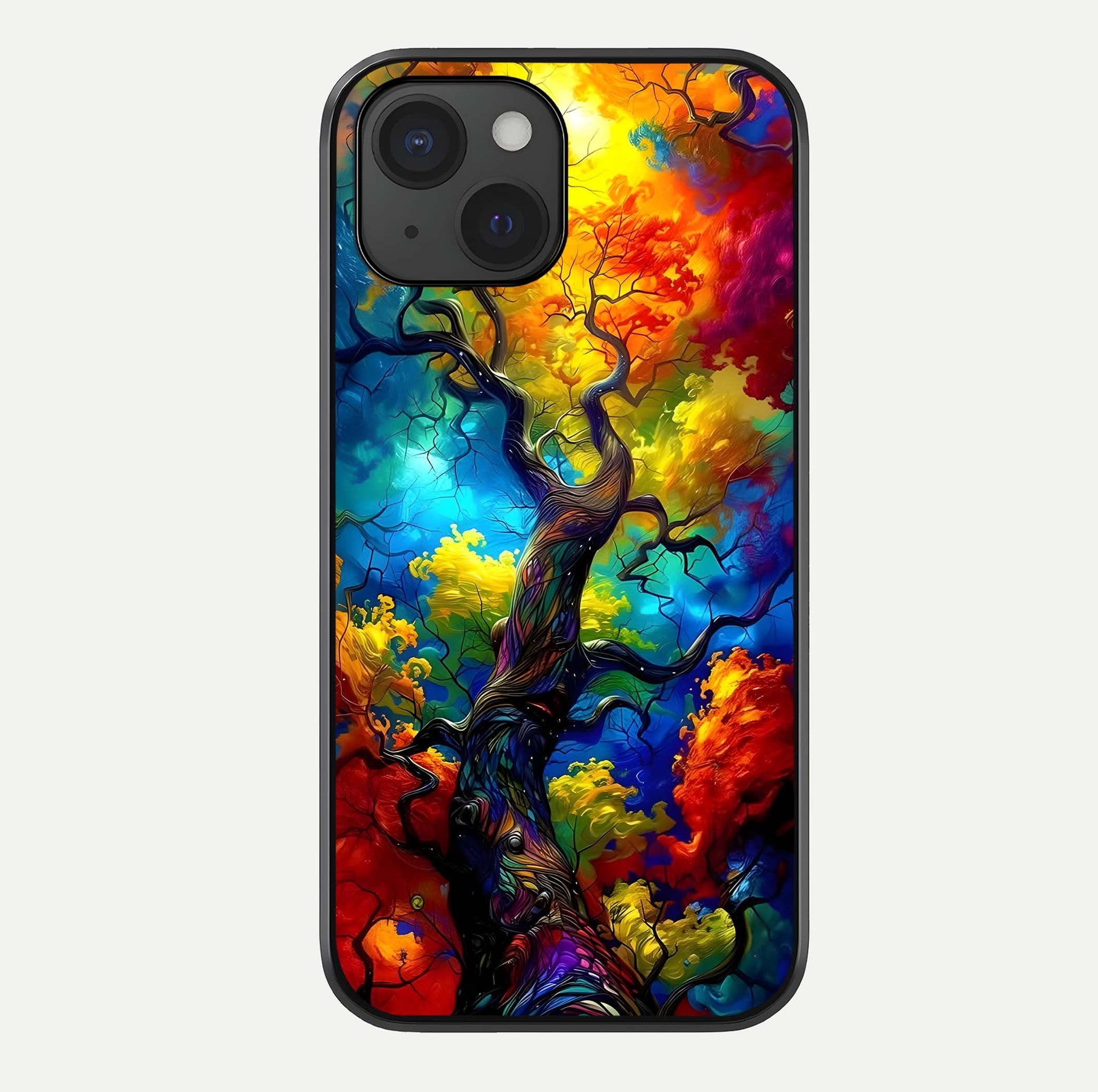 Colorful Tree Glass Case For iPhone 15 by Custom World