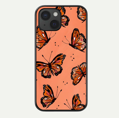 Coral Wing Butterfly Glass Case For iPhone 15 by Custom World
