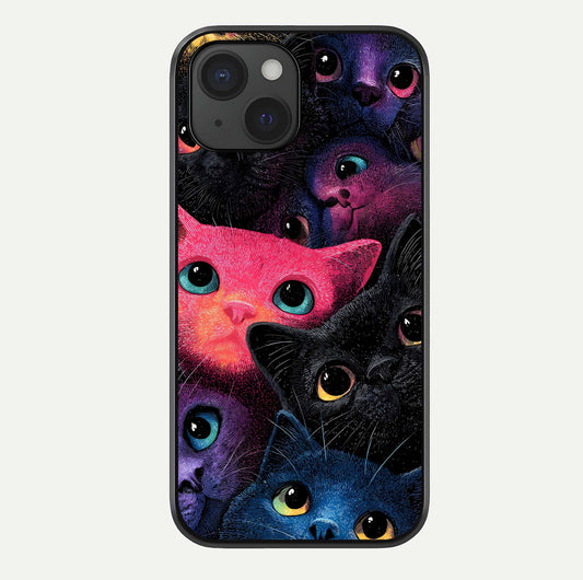 Cosmic Cats Dreams Glass Case For iPhone 15 by Custom World