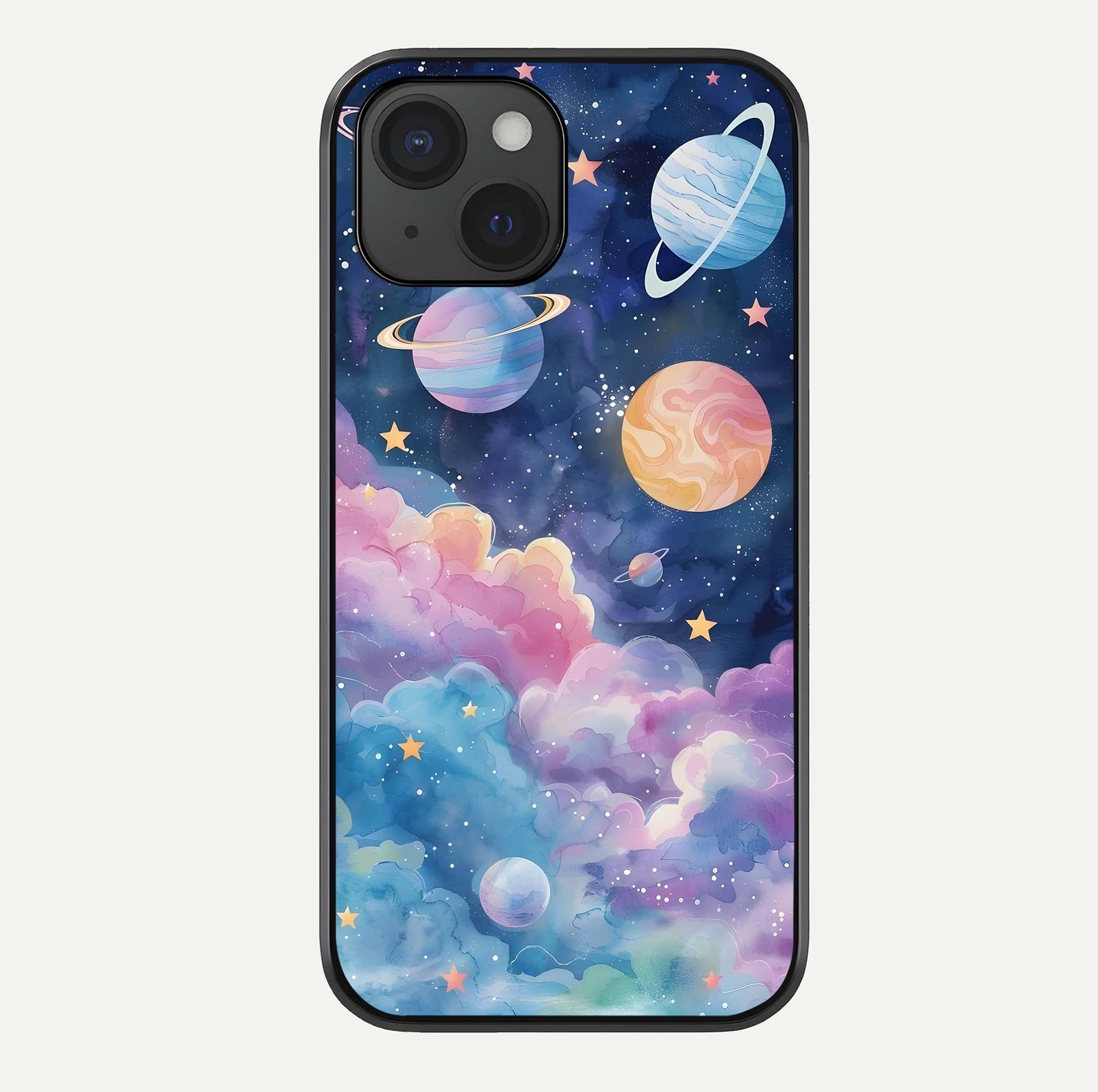 Cosmic Planet Dreams Glass Case For iPhone 15 by Custom World