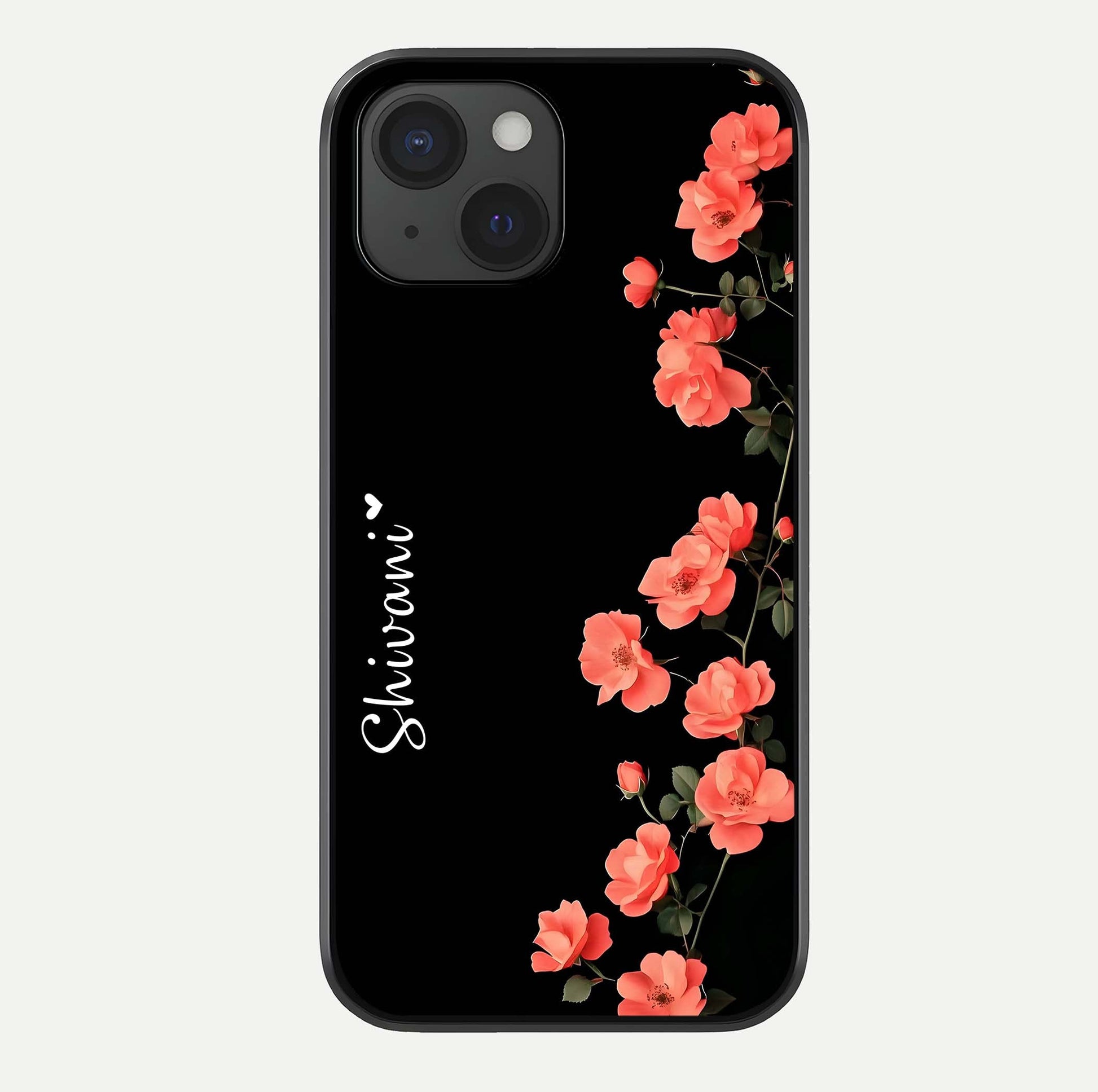 Crimson Bloom Grace Custom Name Glass Case For iPhone 15 by Custom World
